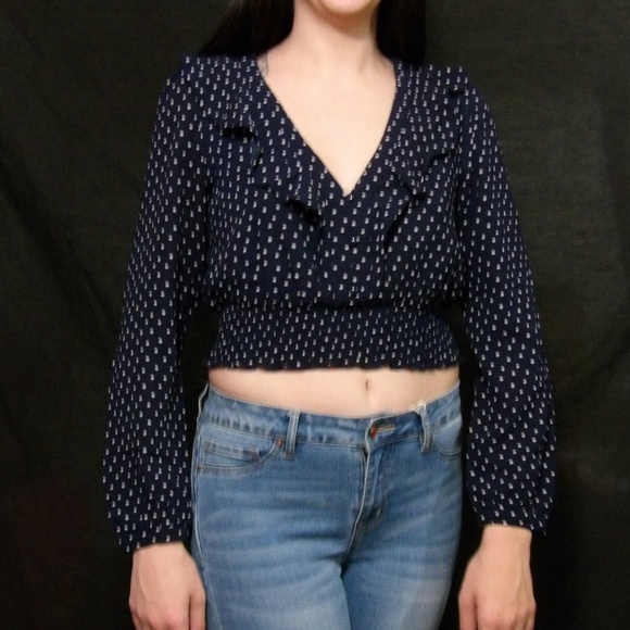 Navy Blue Polka Dot Top - Picture 1 of 2
